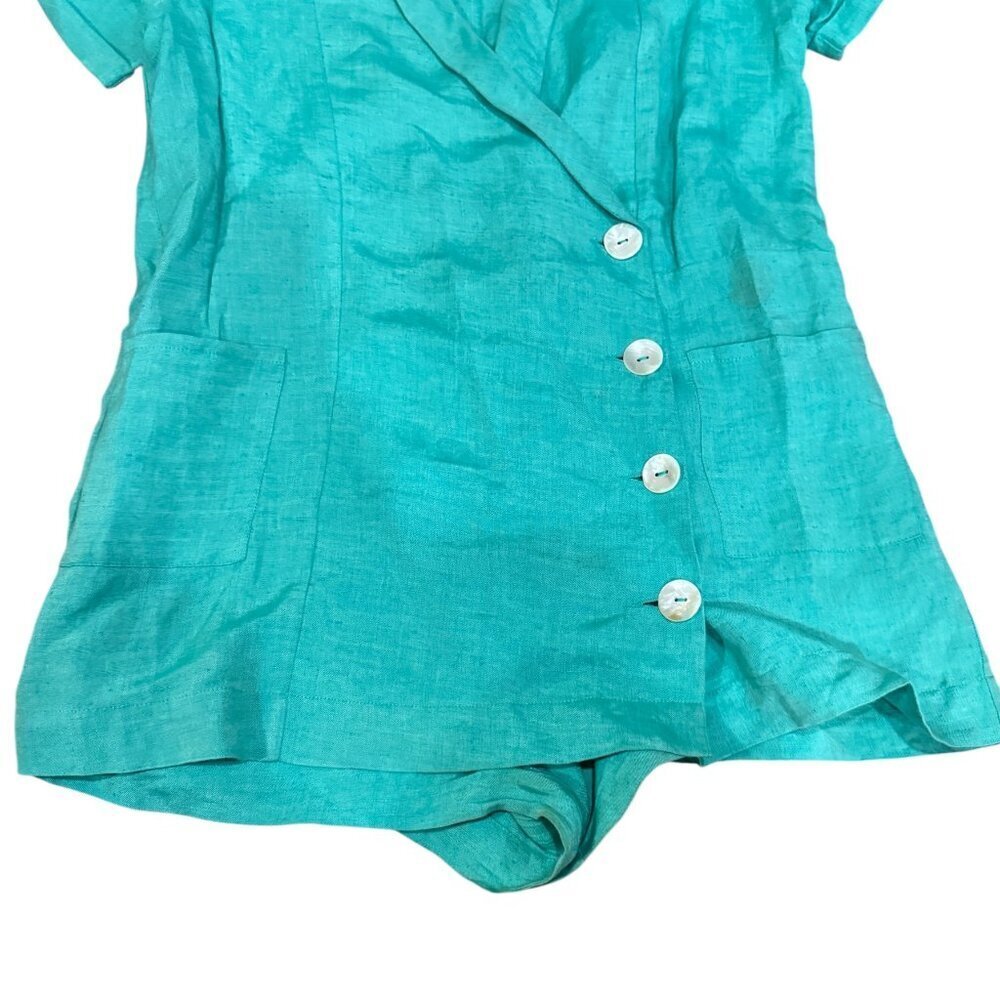 Show Me Your Mumu Bicoastal Blazer Romper Seafoam Linen XS Button Front Summer - Picture 11 of 13